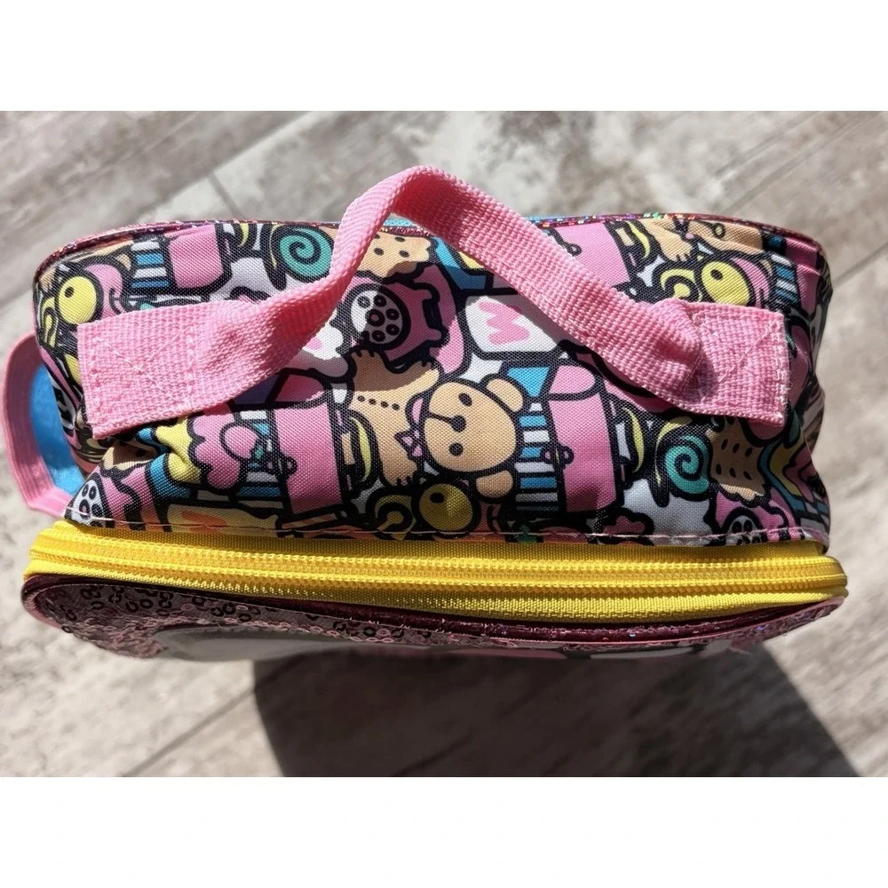 Hello Kitty Brand Lunch Box Sequinned with Bottle Holder Insulated Double Zipper